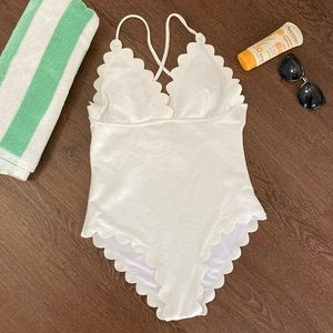 Scalloped White One Piece
